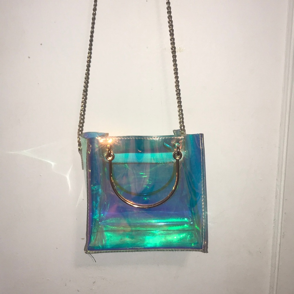 Holographic cross body purse